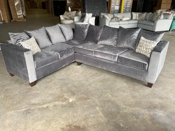 Marcos XL Sectional in Grey Velvet