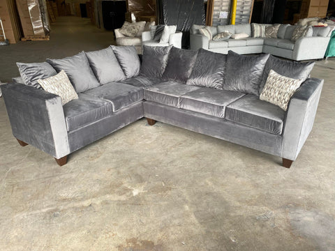 Marcos XL Sectional in Grey Velvet