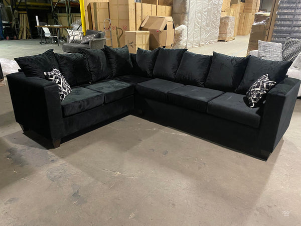 Marcos XL Sectional in Black Velvet