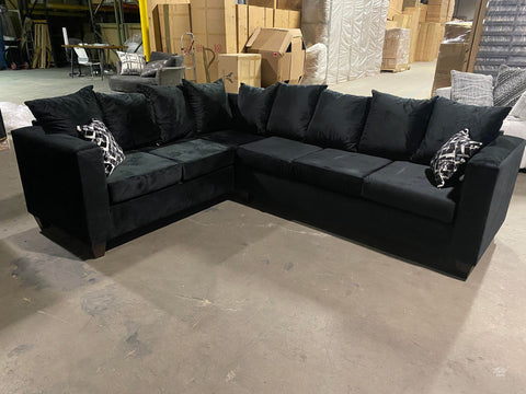Marcos XL Sectional in Black Velvet