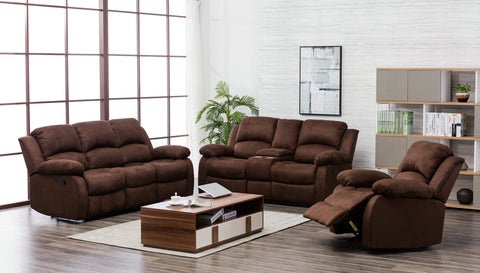 Brown Microfiber 3pc Reclining Set