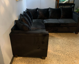 Marcos 2pc Sectional in Black Velvet