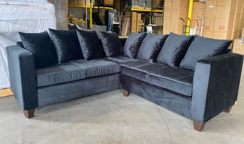 Marcos 2pc Sectional in Black Velvet