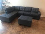 Button Tufted Dark Grey Sectional w/Reversible Chaise Lounge
