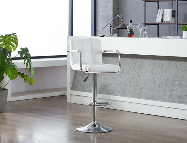 White Adjustable Bar Stools with Arms